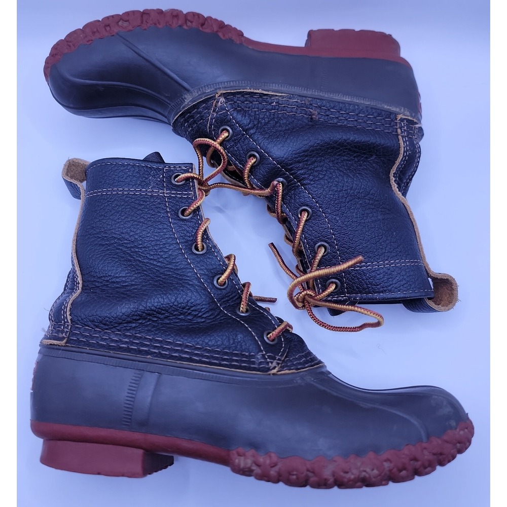 L.L.Bean Bison Leather 8" Lace Up Boots Women's size 8 - Picture 7 of 10